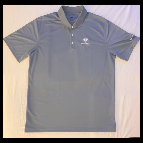 Nike Dri-Fit Polo Men’s L Gray Westrock Coffee Logo NWOT - Picture 1 of 10